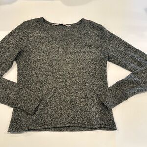 Athleta Sierra Crew Sweater Womens Marled gray cashmere‎ medium raw hem